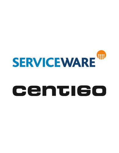 Serviceware logo on top and Centigo logo below.