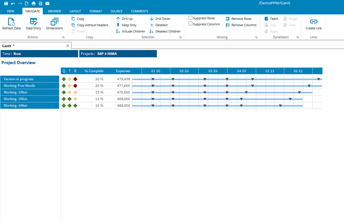 Serviceware Performance user interface with cost overview.