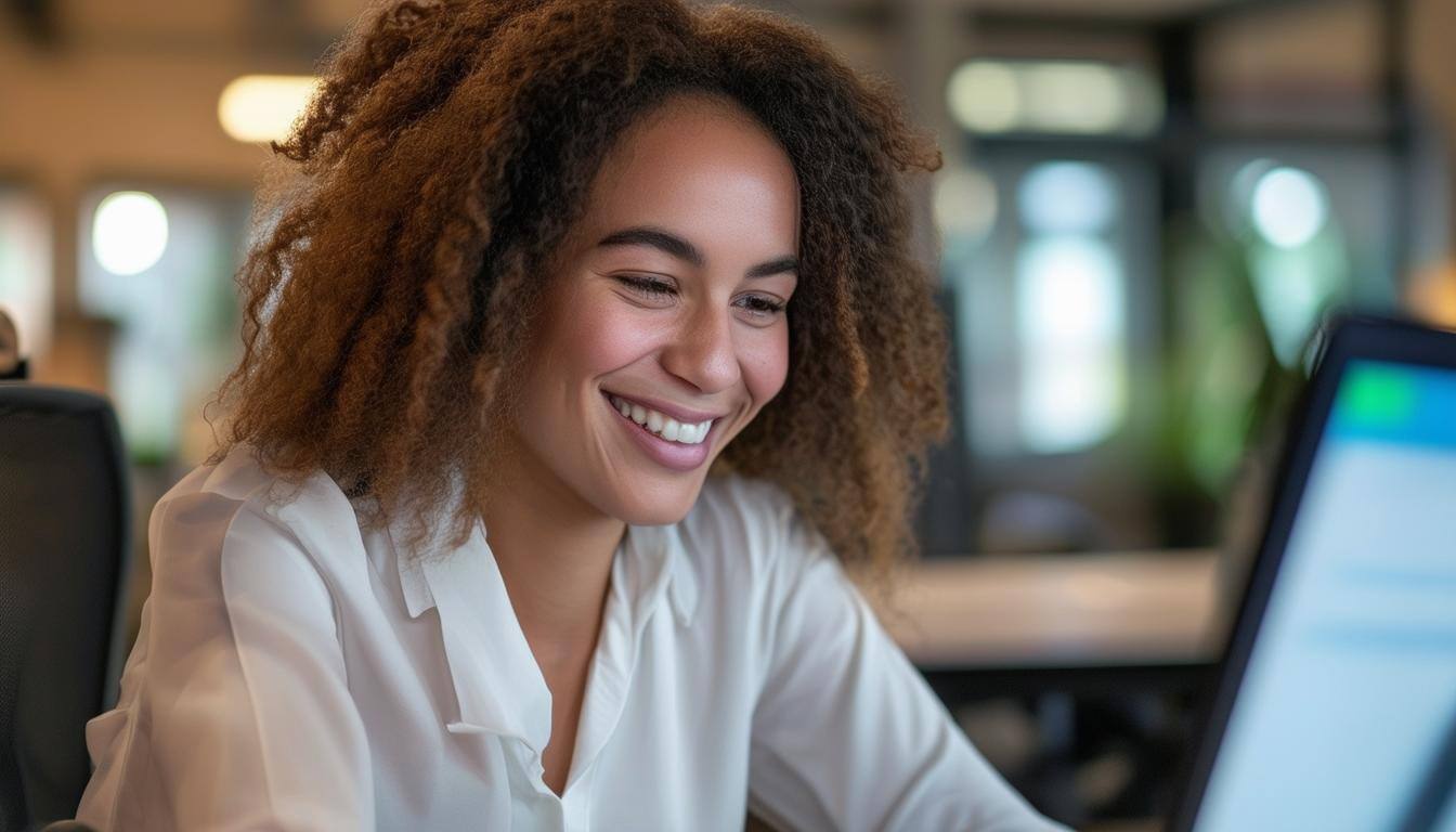 A woman who uses artificial intelligence to provide more efficient services in IT service management. 