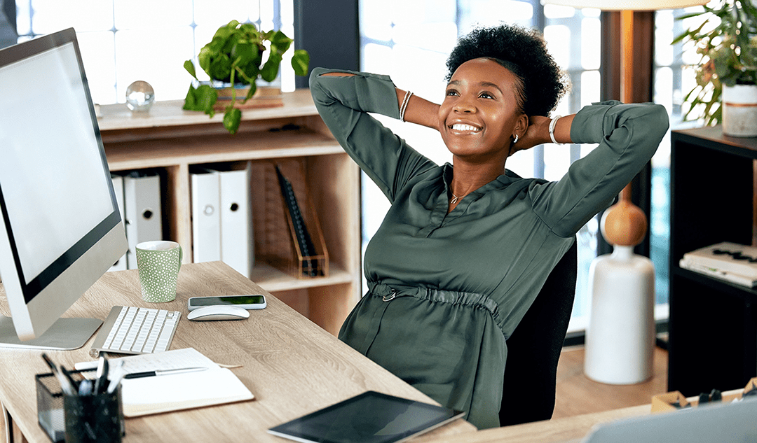 Woman at work using a knowledge base
